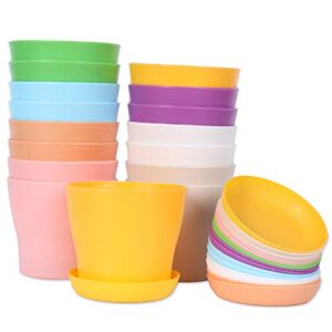 16-Pack 4" Colorful Plastic Flower Pots