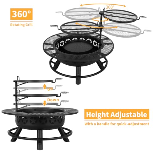 Hykolity 35" Fire Pit with Cooking Grate - Image 5