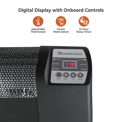 Comfort Zone 1500W Baseboard Heater with Thermostat - Image 3