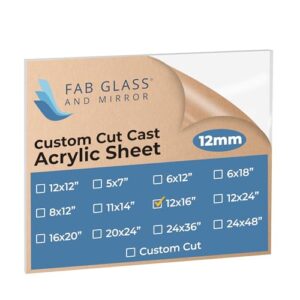 Fab Glass 12x16 Acrylic Sheet, Shatterproof