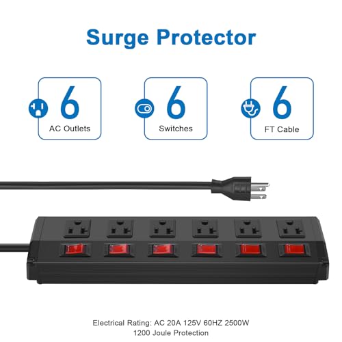 CCCEI Power Strip with 6 Outlets, Switches - Image 2