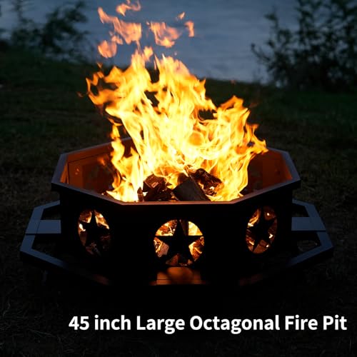 Auhilence 45" Fire Pit, Octagonal Outdoor - Image 4