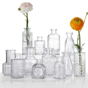 12 Pcs Mini Vintage Glass Bud Vases