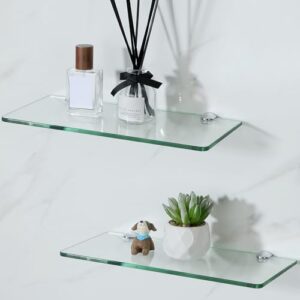 Sayayo 12" Glass Floating Shelves Set of 2