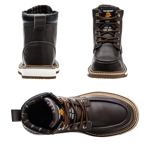 KELODON 6" Steel Toe Work Boots, Size 8 - Image 6