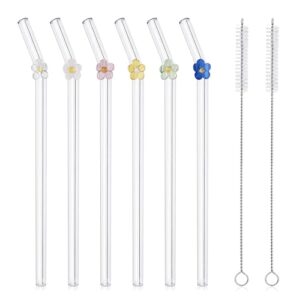 DUMING-IN 6 Pcs Colorful Glass Straws