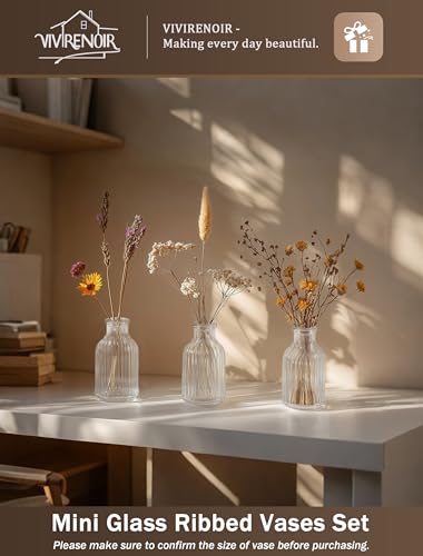 Set of 24 Mini Ribbed Glass Vases - Image 4