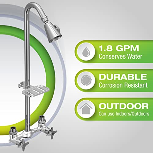Homewerks Chrome Outdoor Shower Kit with Soap Dish - Image 4
