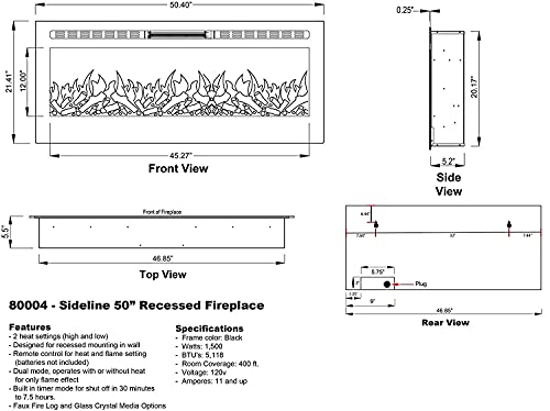 Touchstone Sideline 50" Electric Fireplace - Image 3