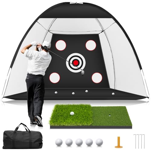 MUVPOH Golf Net 10x7ft Practice with Mat