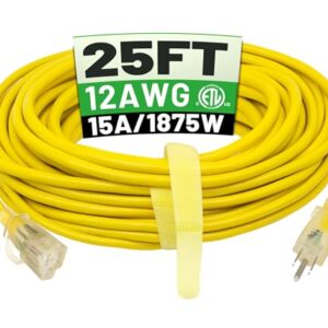 POWGRN 25ft Heavy Duty Waterproof Extension Cord