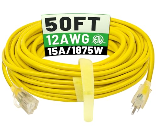 POWGRN 50ft 12/3 Outdoor Extension Cord
