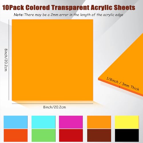 Acrylic Sheets 1/8" Thick, 10Pcs, 8x8in - Image 2