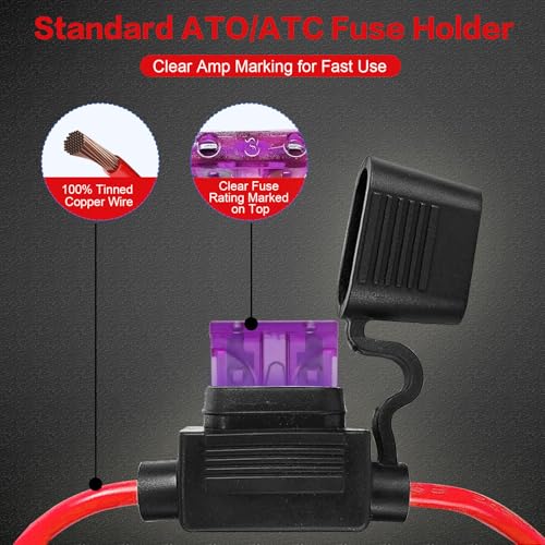 5-Pack 12V Waterproof Fuse Holders with 50 Fuses - Image 3
