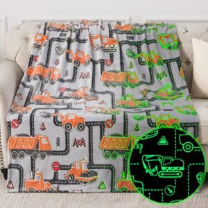 Kids Excavator Glow in Dark Truck Blanket