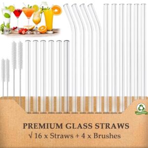 Reusable Glass Straws Set, 20 Pack