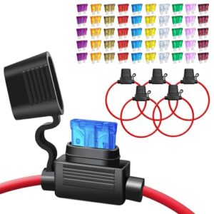 5-Pack 12V Waterproof Fuse Holders with 50 Fuses