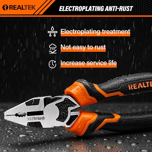 REALTEK 3-Piece Pliers Set, 8" & 6" Tools - Image 6