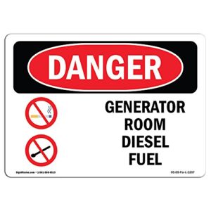OSHA Danger Sign - Diesel Fuel Generator Area