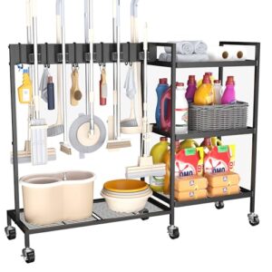 GIOTORENT Rolling Metal Cleaning Cart with Hooks
