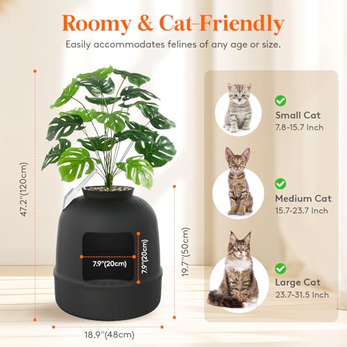 Lifewit Cat Litter Box with Faux Plant - Image 3