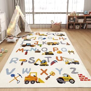 Abeigoi Kids ABC Rug - Construction Vehicle Play Mat