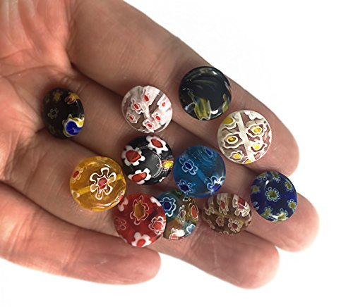 Millefiori 12mm Flat Round Lampwork Beads - Image 3
