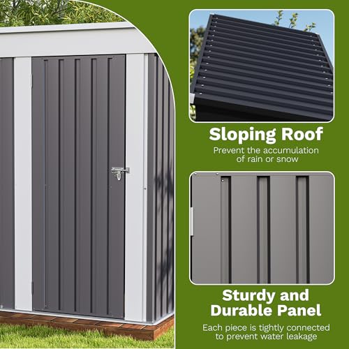 5x3 FT Outdoor Storage Shed with Lockable Door - Image 4