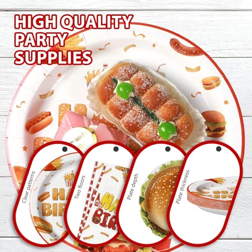 96Pcs BBQ Hamburger Plates Napkins Supplies - Image 6