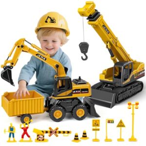 3-in-1 Construction Vehicle Playset for Toddlers