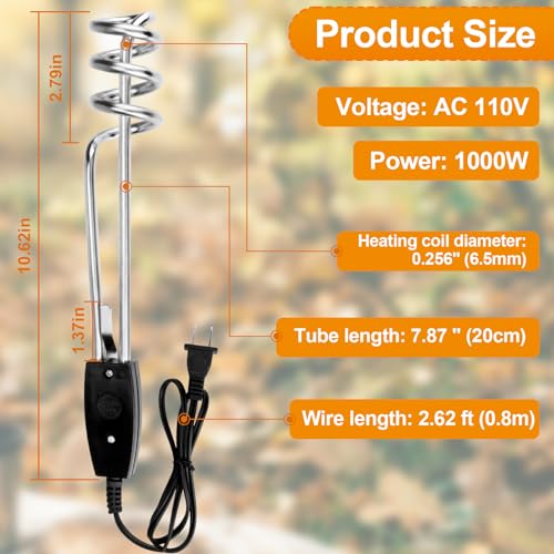 Portable 1000W Immersion Water Heater 10in - Image 5
