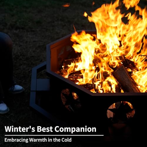 Auhilence 45" Fire Pit, Octagonal Outdoor - Image 5