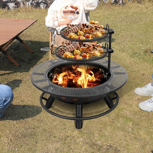 Hykolity 35" Fire Pit with Cooking Grate - Image 2