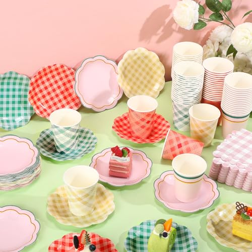 Yungyan 108 Pcs Gingham Party Supplies Set - Image 6