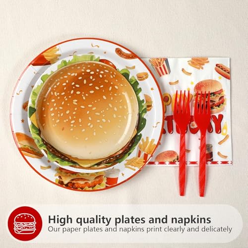 96Pcs BBQ Hamburger Plates Napkins Supplies - Image 5