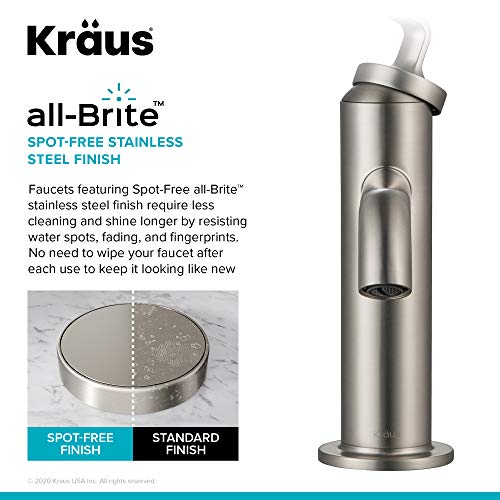 KRAUS Single Handle Bathroom Faucet Stainless Steel - Image 4