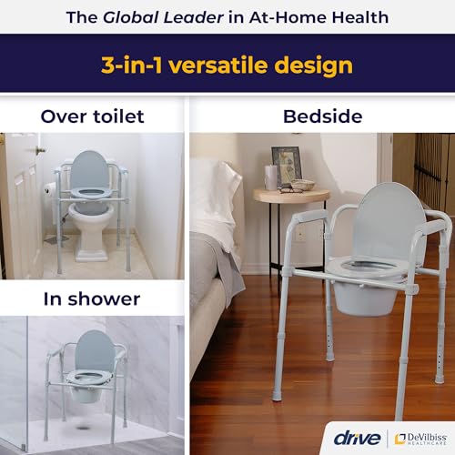 Drive Medical Folding Steel Commode Chair, Portable - Image 2