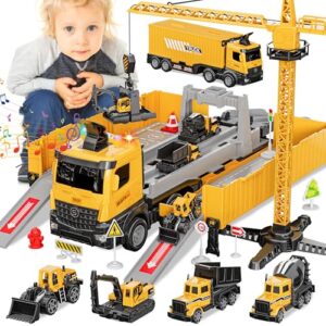 Construction Truck Crane Race Track Toy Set