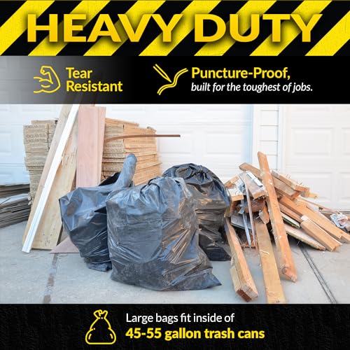 55 Gallon Heavy Duty Black Trash Bags - Image 4
