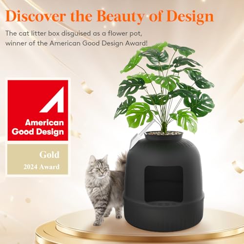 Lifewit Cat Litter Box with Faux Plant - Image 2