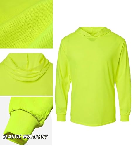 L&M Hi Vis Long Sleeve T-Shirt with Hood - Image 2
