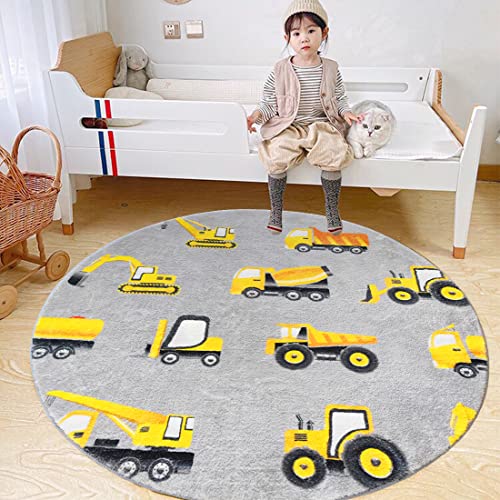 Kids Construction Trucks Area Rug Soft Fluffy - Image 3