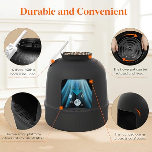 Lifewit Cat Litter Box with Faux Plant - Image 6