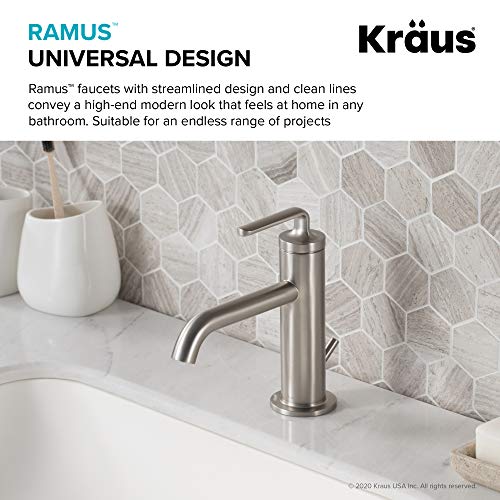 KRAUS Single Handle Bathroom Faucet Stainless Steel - Image 5