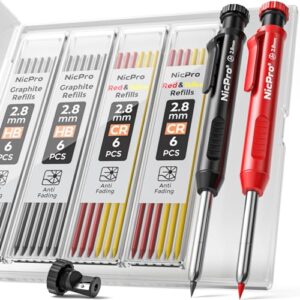 Nicpro Carpenter Pencil Set with Sharpener