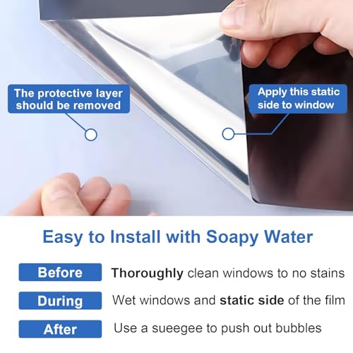 Daytime Window Privacy Film, Black-Silver 17.5" X 78.7" - Image 4