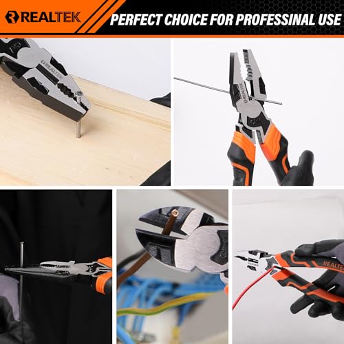 REALTEK 3-Piece Pliers Set, 8" & 6" Tools - Image 5