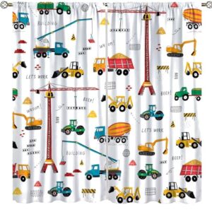 Cartoon Construction Trucks Curtains 42" W X 44.5" L