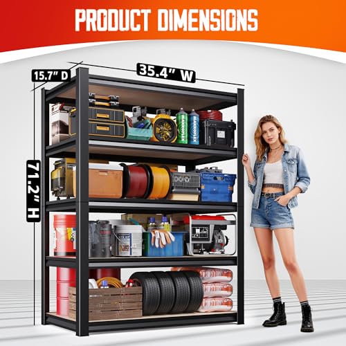 71"H 35"W Heavy Duty 5-Tier Shelves - Image 3