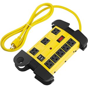 Yellow Heavy Duty Power Strip with USB